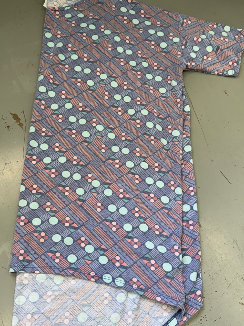 LuLaRoe Plus Size Irma Tunic Top Blue Mint Pink Cotton Geometric Dot Shirt
